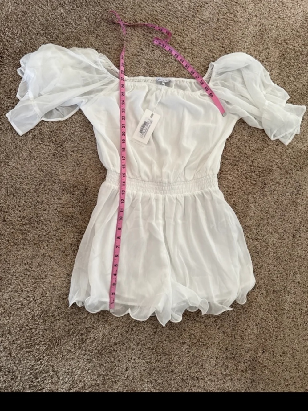 NWT Endless Rose RUFFLED SLEEVE ROMPER in White size Medium - Picture 12 of 12